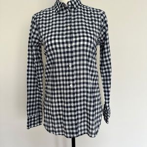 NWT JCrew Women's Size Small Button up Gingham Navy Shirt